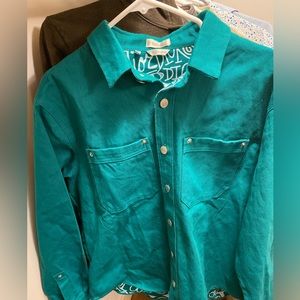 Dior Shirt Men’s Large Green Long Sleeve Button Up With Print Inside